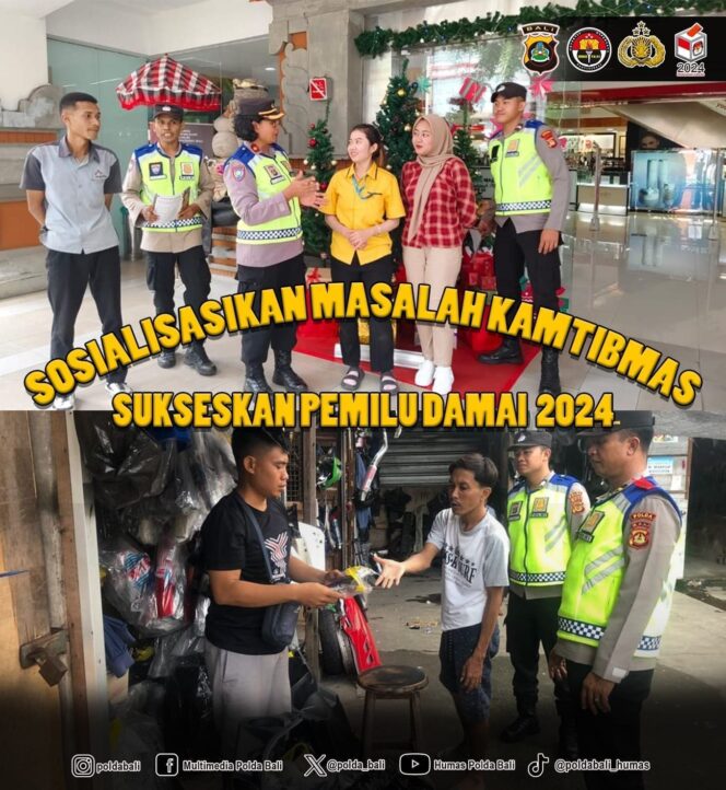 
					Amankan Pemilu 2024, Satgas Binmas Ops OMB Sosialisasikan Kamtibmas Pada Pasar & Mall di Denpasar