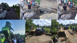 Gerak Cepat Polsek Bualemo Bersama Warga Gotong Royong Perbaiki Jembatan Rusak Di Desa Samaku, Diharapkan Pemda Banggai Upayakan Perbaikan.