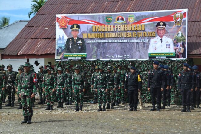 
Kodim 1710/Mimika Gelar Upacara Pembukaan TMMD Reguler ke-124 di Kampung Pigapu