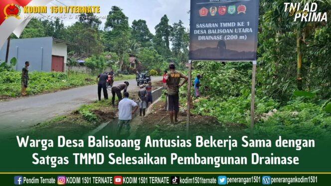 
Warga Desa Balisoang Antusias Bekerja Sama dengan Satgas TMMD Selesaikan Pembangunan Drainase