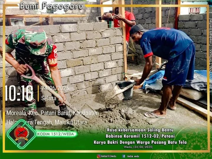 Selalu Ada di Tengah Masyarakat, Babinsa Ramil 1512-02/Patani Laksanakan Karya Bakti Bersama Warga Binaan