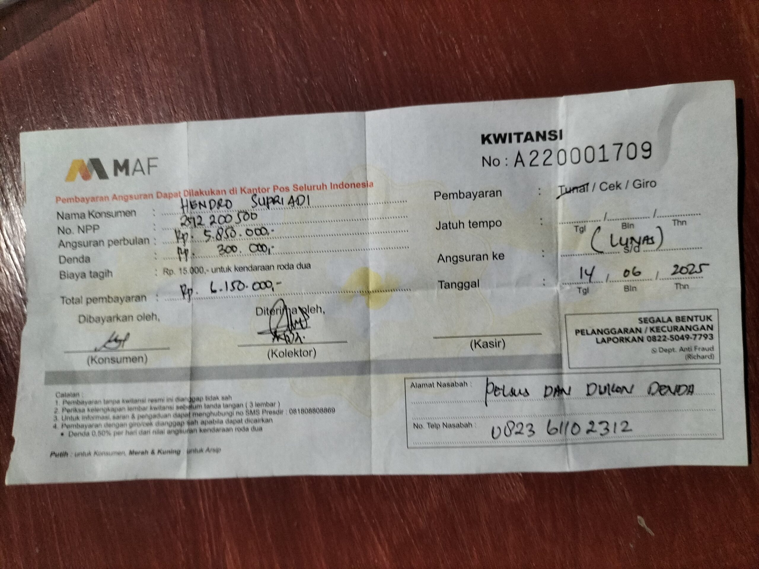 Cicilan Sepeda Motor di MAF Perdagangan Sudah Lunas, BPKB Sepeda Motor Tak Bisa Diambil