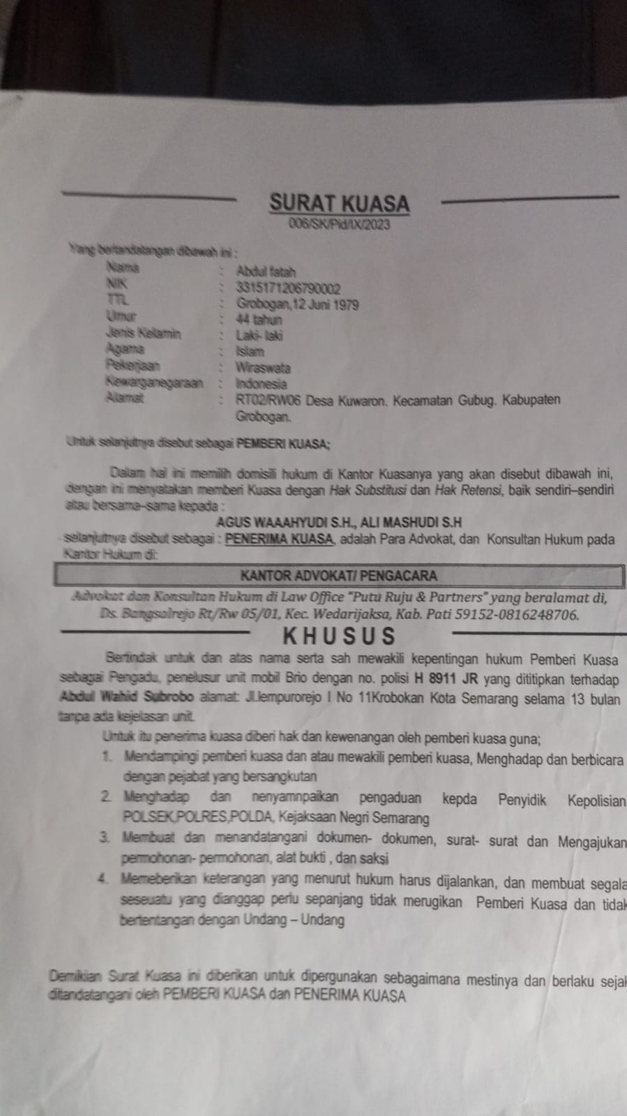 Surat Kuasa Diduga Palsu, Oknum Pengacara Dilaporkan Lagi