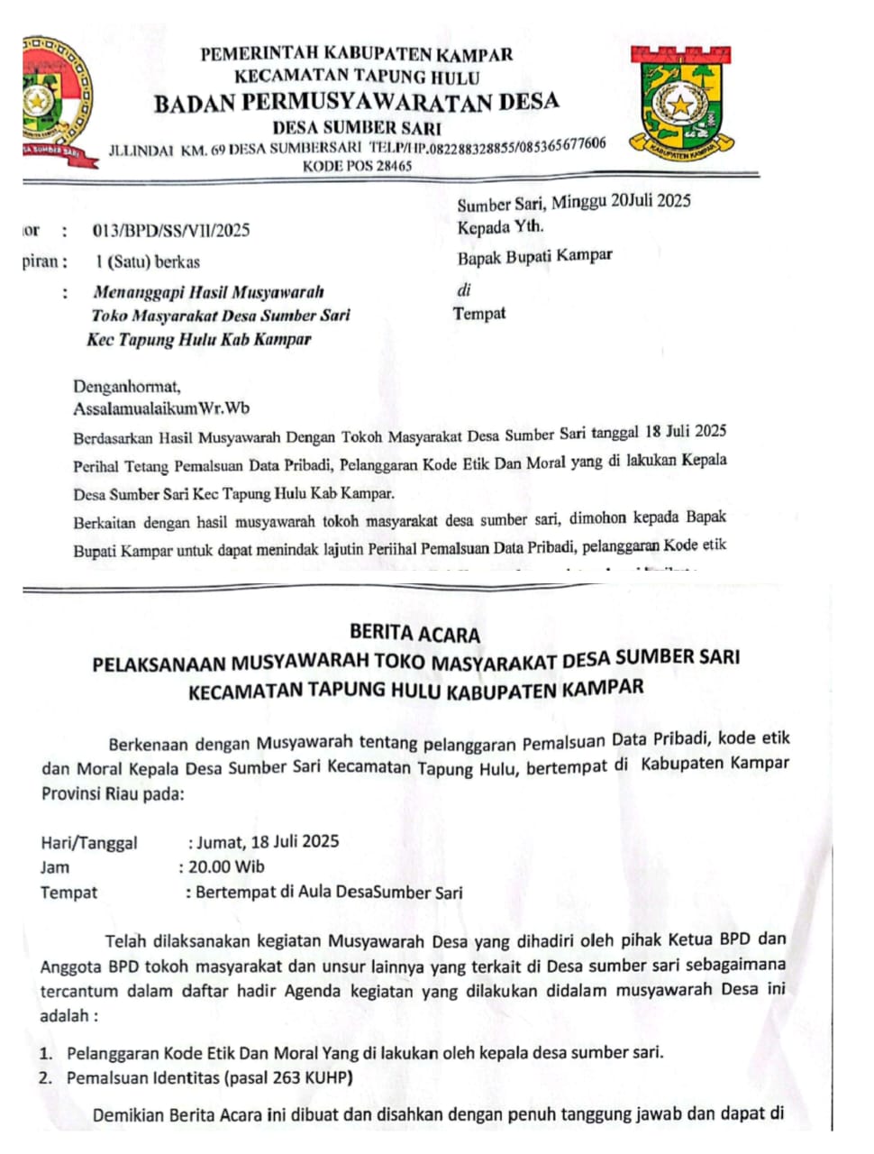 Didesak Warga Mundur, Kades Sumber Sari Terjerat Skandal Nikah Siri