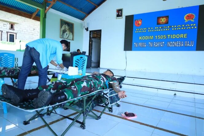 
					Sambut HUT TNI Ke-80, Kodim 1505/Tidore Gelar Donor Darah