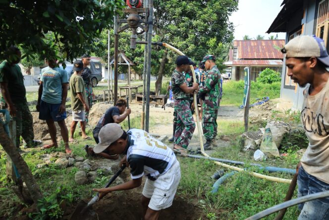Atasi Krisis Air Bersih, Satgas TMMD Ke-126 Kodim 1505/Tidore Bangun 4 Titik Sumur Bor di Oba Selatan “TNI Manunggal Air”