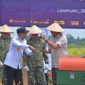 Panglima TNI Dampingi Menhan RI Tinjau Panen Kedelai Garuda Merah Putih di Lampung Utara