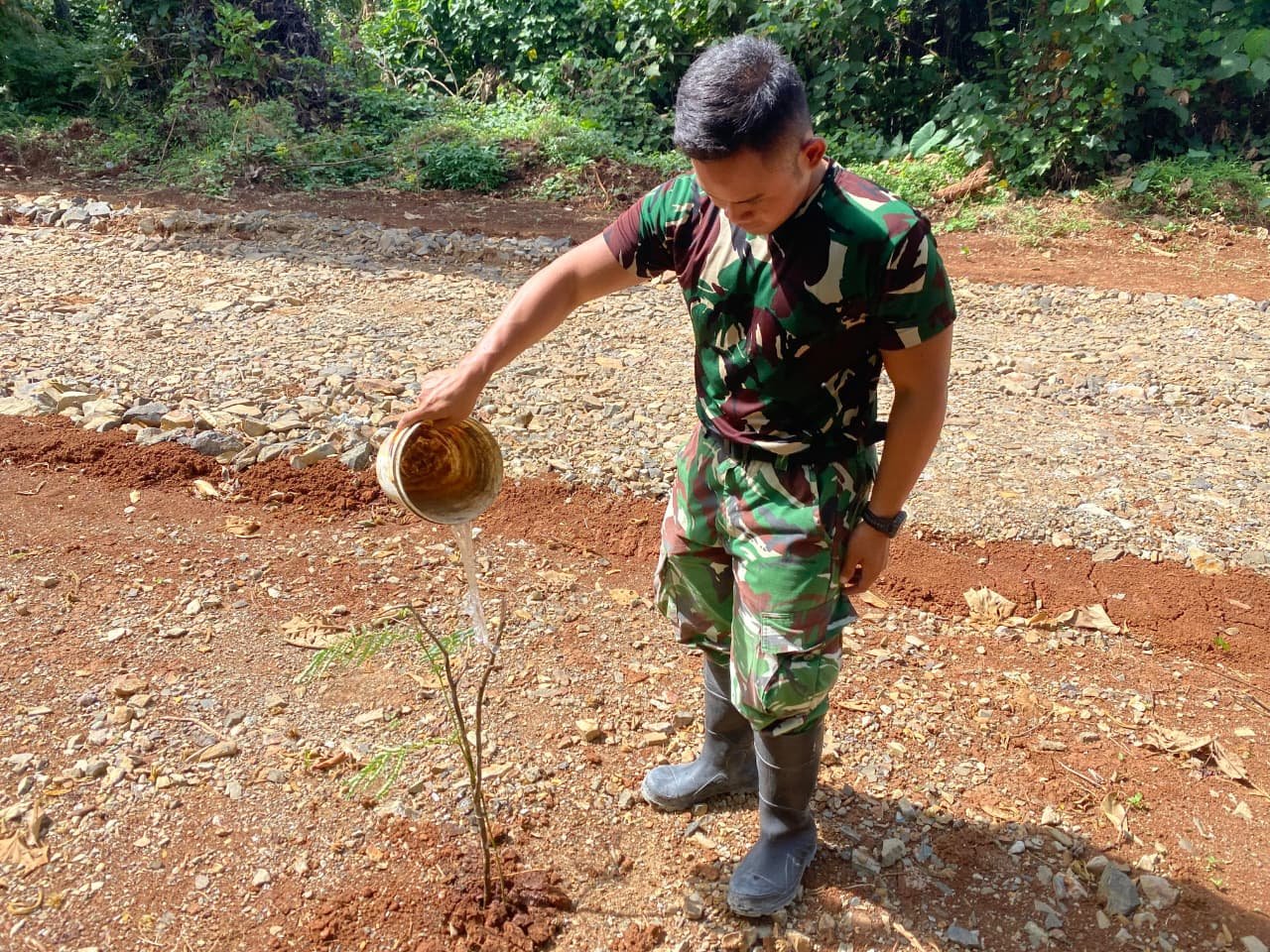 Satgas TMMD ke-126 Laksanakan Penyiraman dan Pematokan Tanda Pohon Sebagai Bentuk Kepedulian Terhadap Kelestarian Lingkungan Satgas TMMD ke-126 Laksanakan Penyiraman dan Pematokan Tanda Pohon Sebagai Bentuk Kepedulian Terhadap Kelestarian Lingkungan