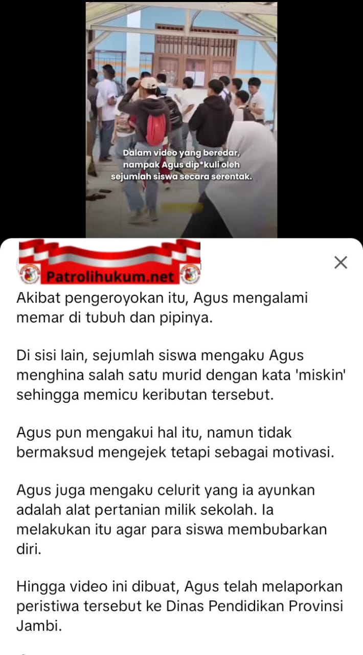 Kasus Kekerasan di SMKN 3 Tanjabtim: Guru Dikeroyok, Pendidikan Karakter Dipertanyakan