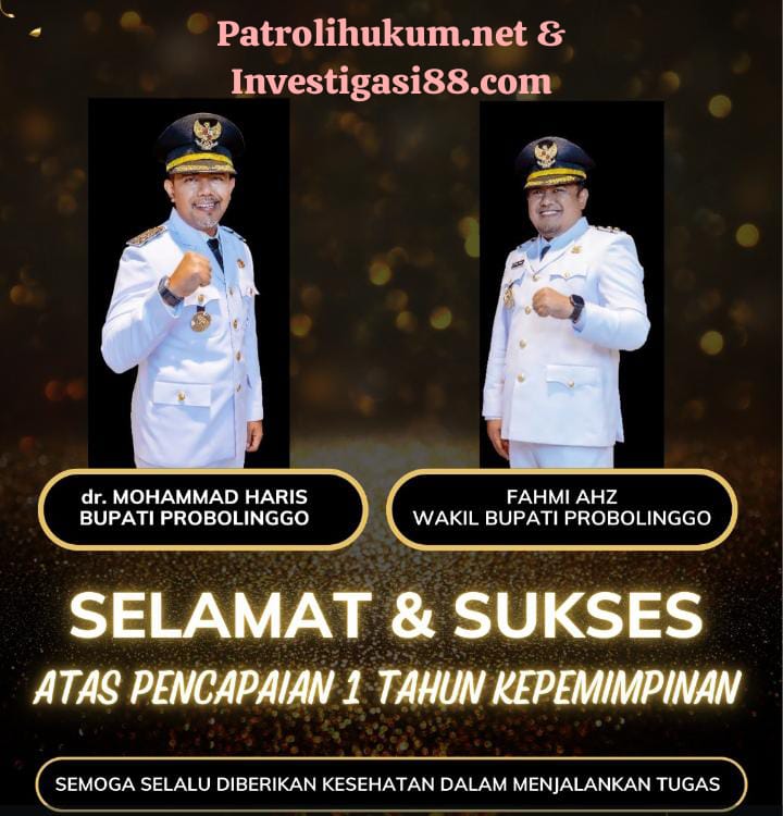 Satu Tahun Gus Haris–Ra Fahmi Pimpin Probolinggo, Patrolihukum.net & Investigasi88.com Sampaikan Apresiasi dan Dukungan Satu Tahun Gus Haris–Ra Fahmi Pimpin Probolinggo, Patrolihukum.net & Investigasi88.com Sampaikan Apresiasi dan Dukungan