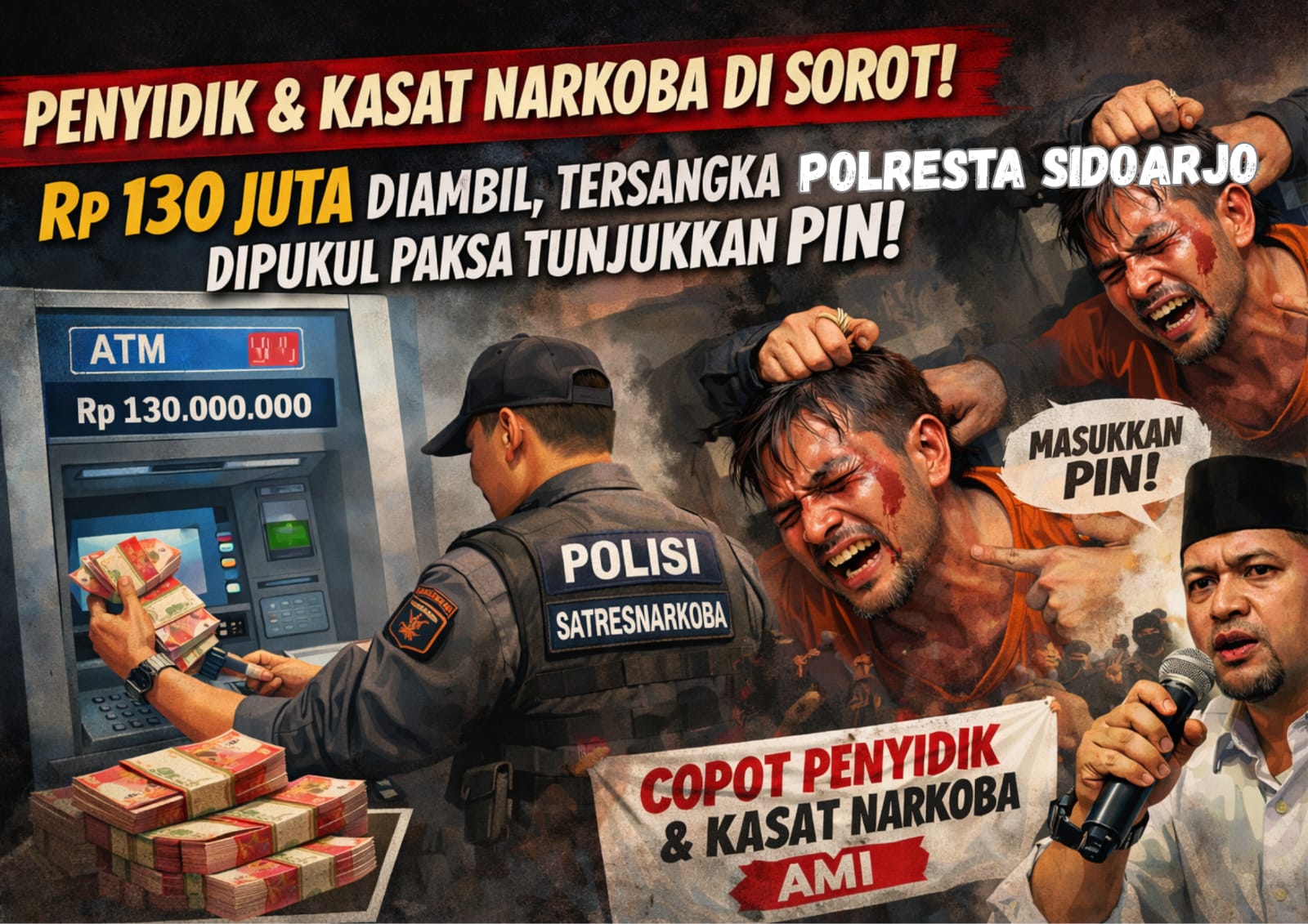 AMI Soroti Dugaan Pengambilan Uang Tersangka Rp130 Juta, Minta Pengawasan Internal di Polresta Sidoarjo Diperiksa AMI Soroti Dugaan Pengambilan Uang Tersangka Rp130 Juta, Minta Pengawasan Internal di Polresta Sidoarjo Diperiksa