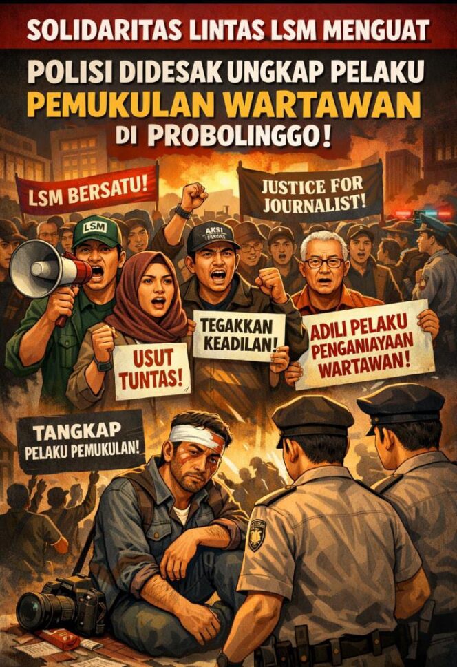 
Solidaritas Lintas LSM Menguat, Polisi Didesak Ungkap Pelaku Pemukulan Wartawan di Probolinggo