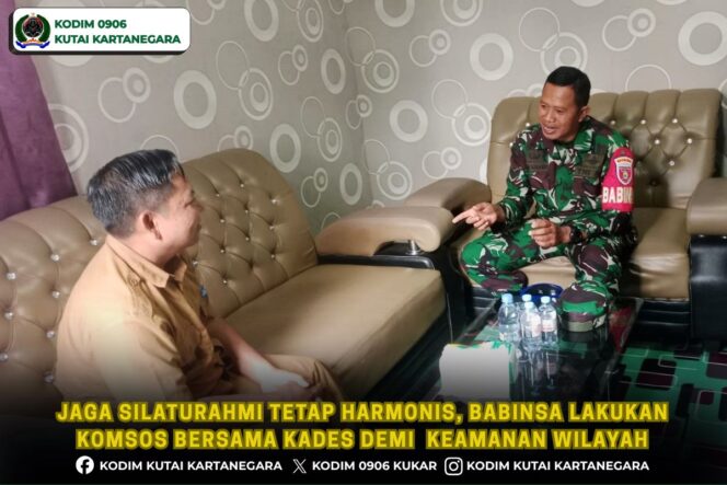 
Jaga Silaturahmi Tetap Harmonis, Babinsa Lakukan Komsos Bersama Kades Demi  Keamanan Wilayah