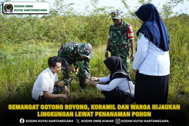 
Semangat Gotong Royong, Koramil dan Warga Hijaukan Lingkungan Lewat Penanaman Pohon