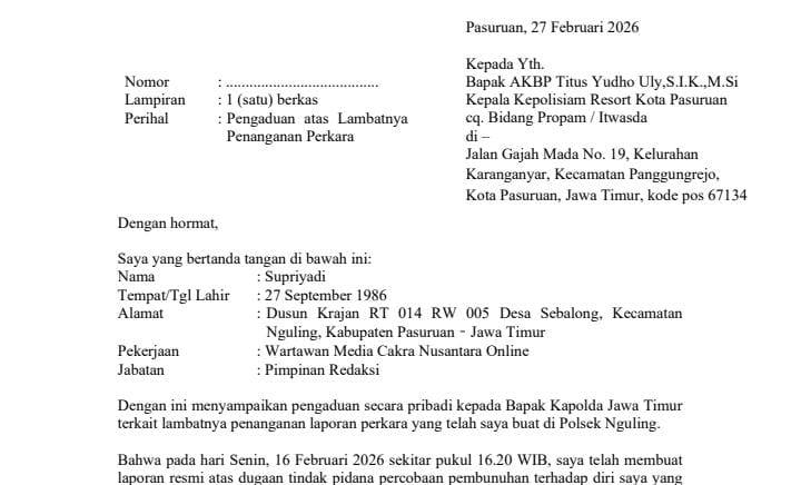 Diduga Lamban Tangani Ancaman Celurit terhadap Wartawan, Kinerja Polsek Nguling Diadukan ke Propam