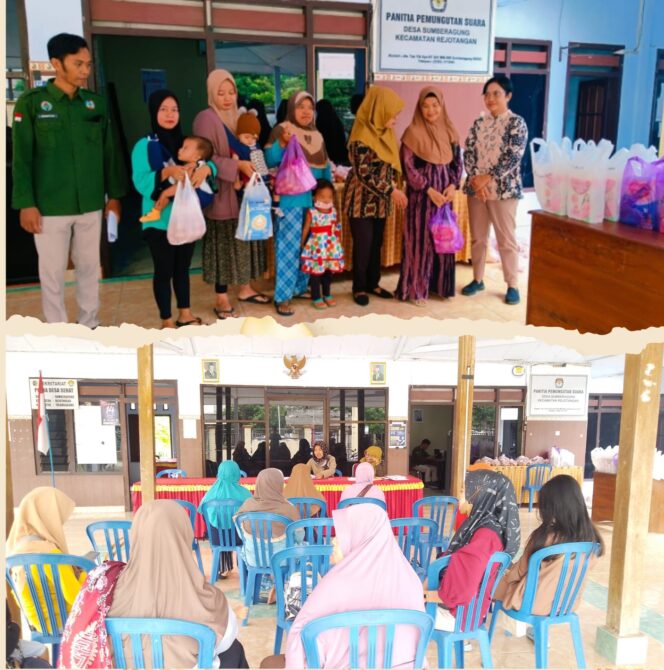 
Pemdes Sumberagung Gelar PMT untuk Balita dan Ibu Hamil di Kantor Desa Sumberagung