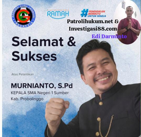 Pimred Patrolihukum.net & Investigasi88.com Ucapkan Selamat atas Pelantikan Murnianto sebagai Kepala SMA Negeri 1 Sumber