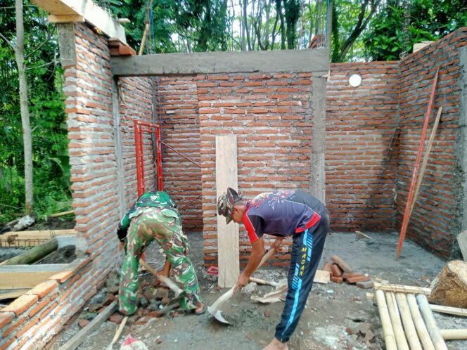 
TMMD ke-128 Bangun Musholla Baiturrahman di Dusun Ledok Desa Brabe, Progres Capai 40 Persen