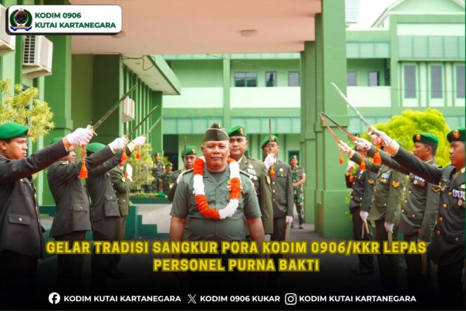 
Gelar Tradisi Sangkur Pora, Kodim 0906/Kkr Lepas Personel Purna Bakti