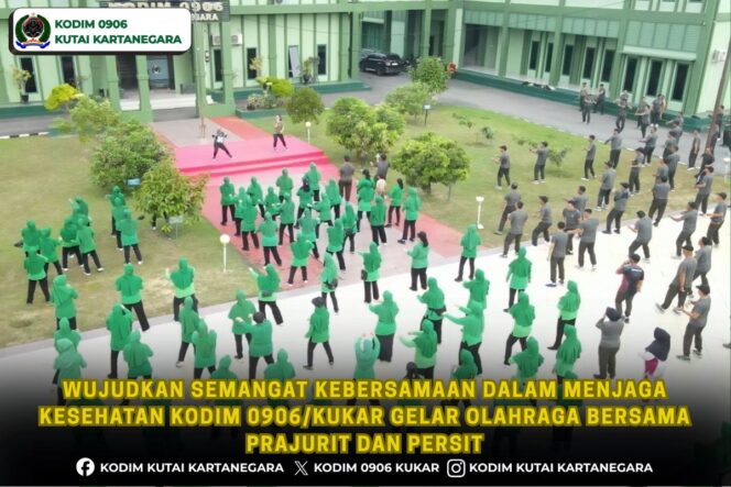 
Wujudkan Semangat Kebersamaan Dalam Menjaga Kesehatan, Kodim 0906/Kukar Gelar Olahraga Bersama Prajurit Dan Persit