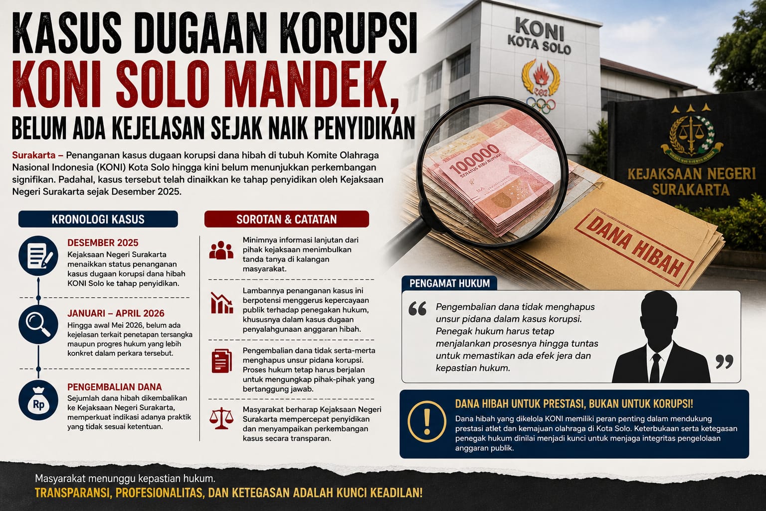 Sudah Naik Penyidikan Sejak 2025, Kasus KONI Solo Jalan di Tempat, Publik Mulai Curiga