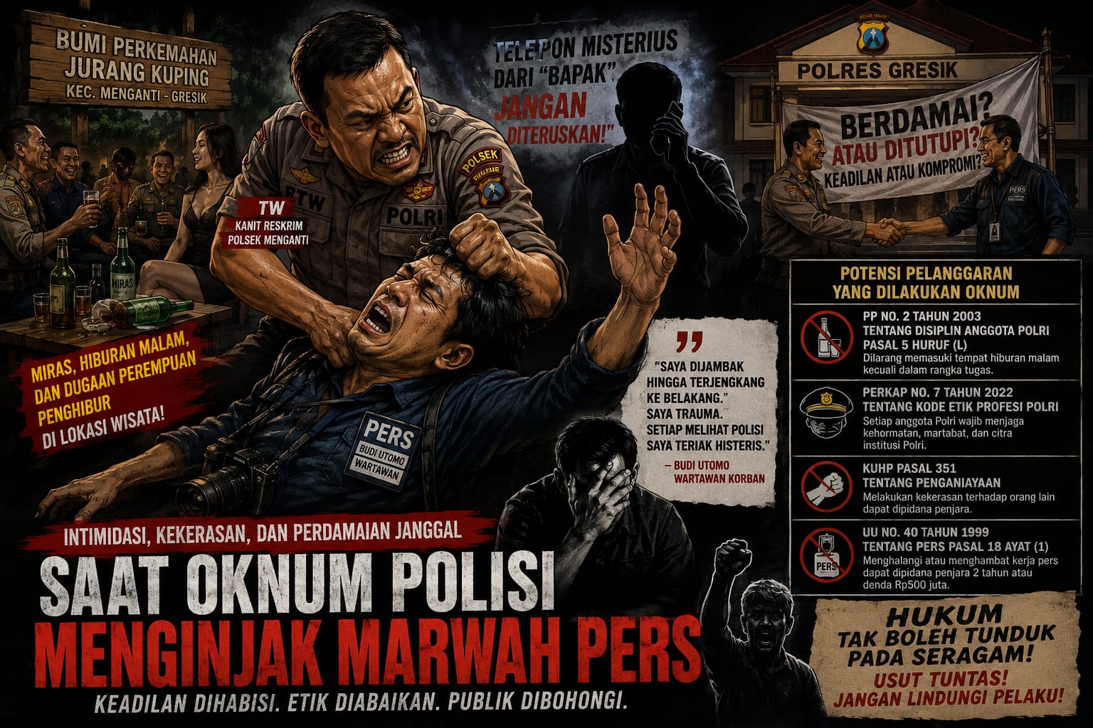 Kasus Jurang Kuping Memanas: Wartawan Mengaku Trauma dan Ditekan Hentikan Perkara Oknum Polisi