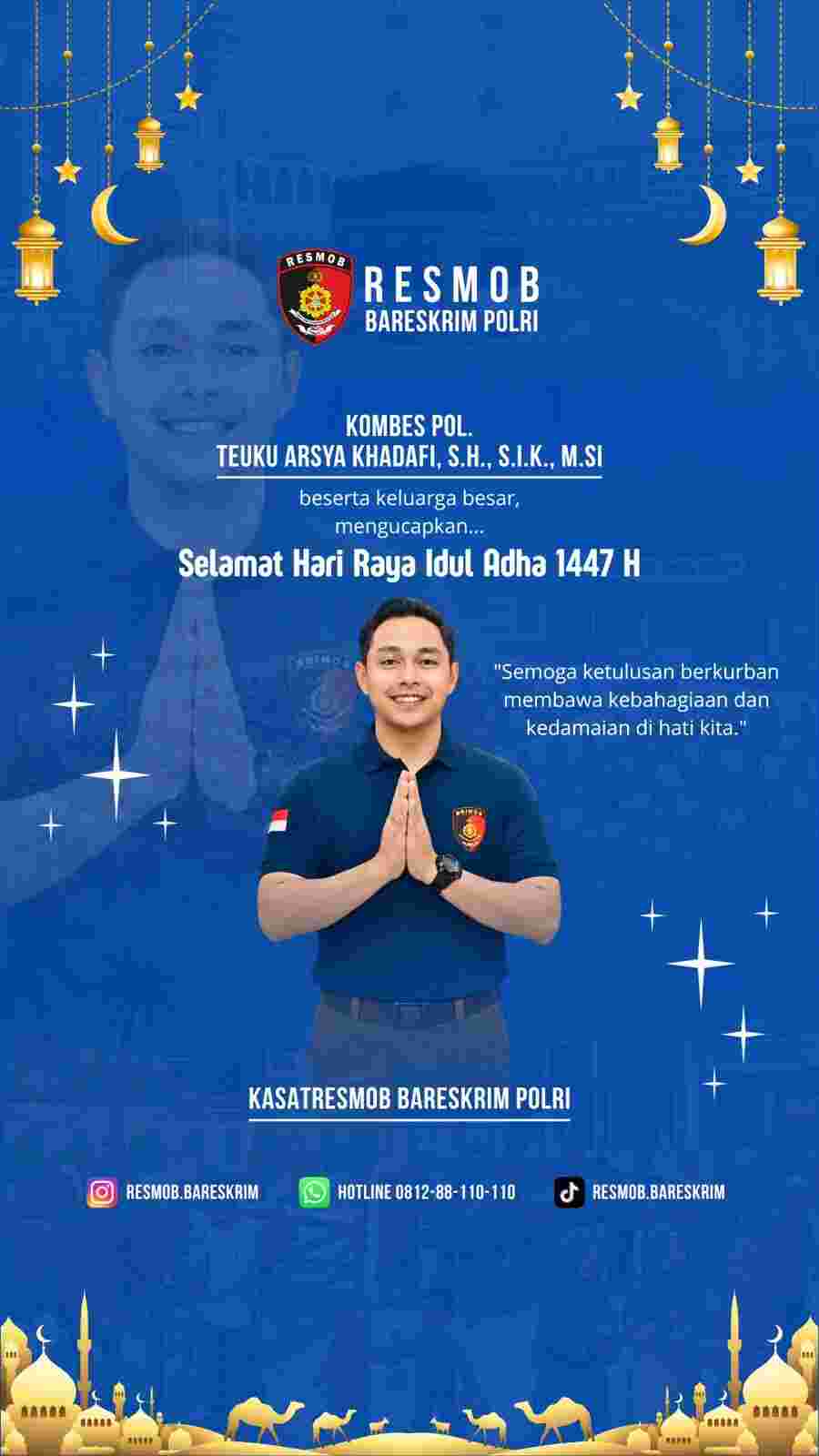 Sambut Idul Adha 1447 H, Kasat Resmob Bareskrim Polri Kombes Pol Teuku Arsya Khadafi Ajak Perkuat Nilai Keikhlasan dan Kepedulian Sambut Idul Adha 1447 H, Kasat Resmob Bareskrim Polri Kombes Pol Teuku Arsya Khadafi Ajak Perkuat Nilai Keikhlasan dan Kepedulian