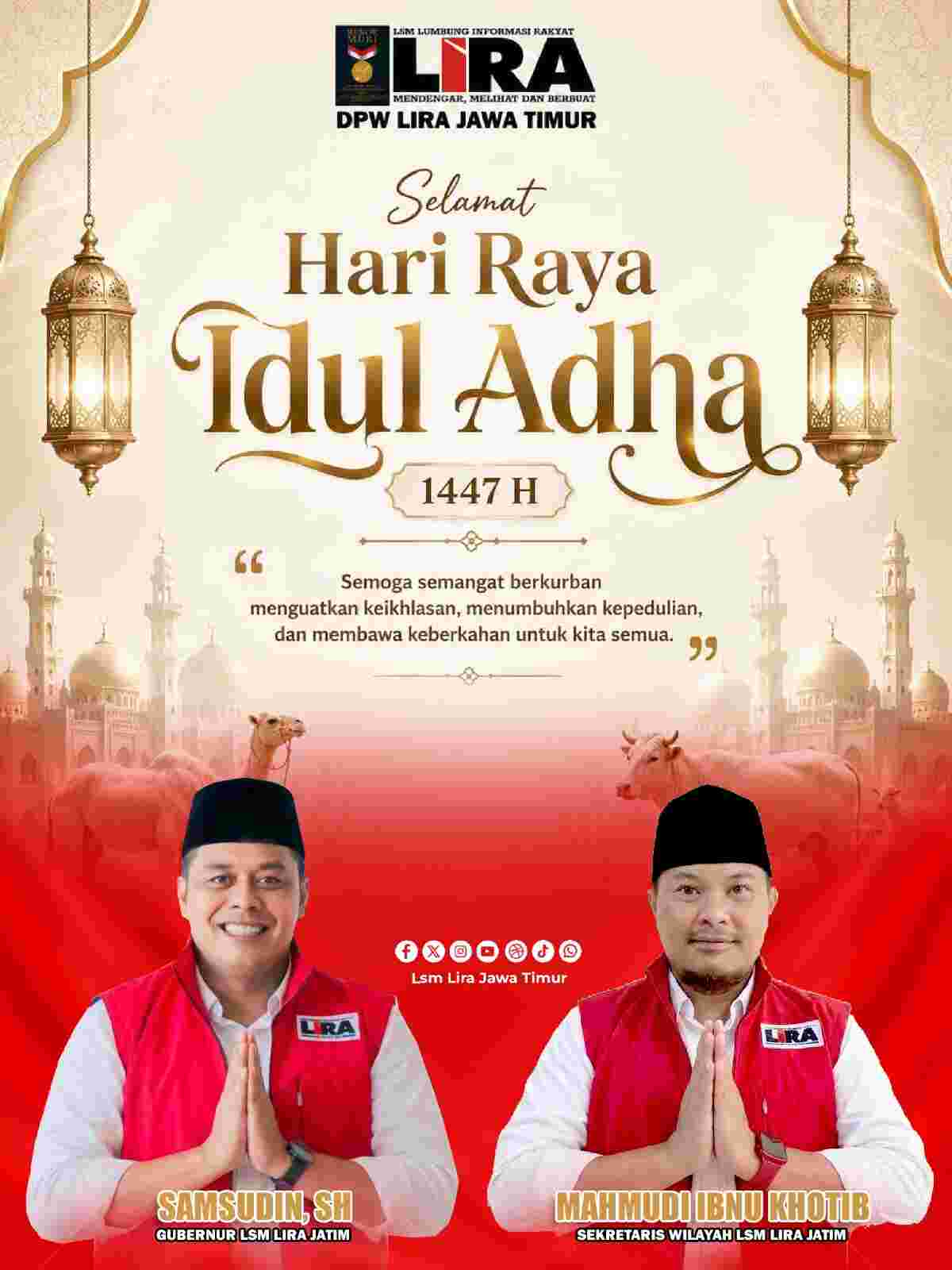 Idul Adha Momentum Meneguhkan Integritas dan Kepedulian Sosial, Wakil Presiden LSM LIRA Serukan Semangat Anti Korupsi