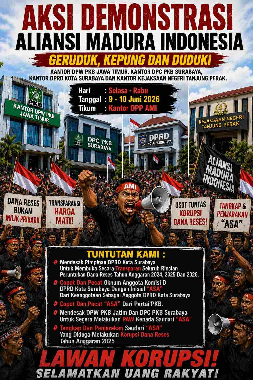 “Ini Uang Rakyat!” AMI Siapkan Aksi Besar ke DPRD dan Kantor PKB soal Dugaan Penyunatan Dana Reses