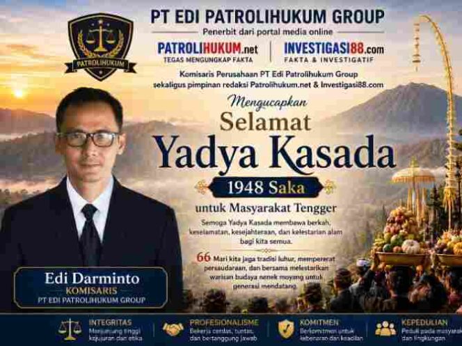 
Komisaris PT Edi Patrolihukum Group Ucapkan Selamat Yadya Kasada 1948 Saka untuk Masyarakat Tengger