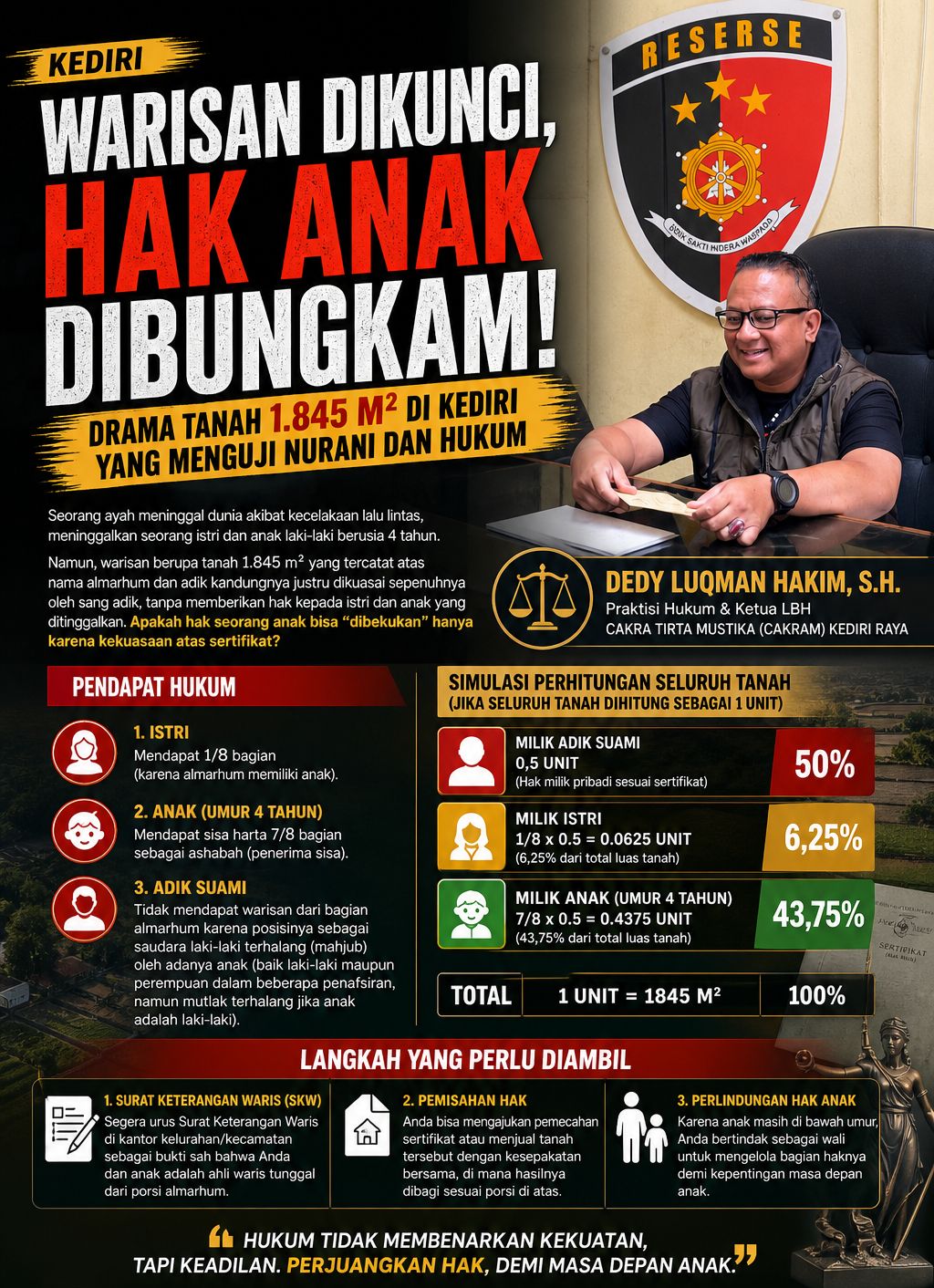 “Warisan Diperebutkan, Hak Anak Dipertanyakan: Konflik Tanah di Kediri Masuk Sorotan”
