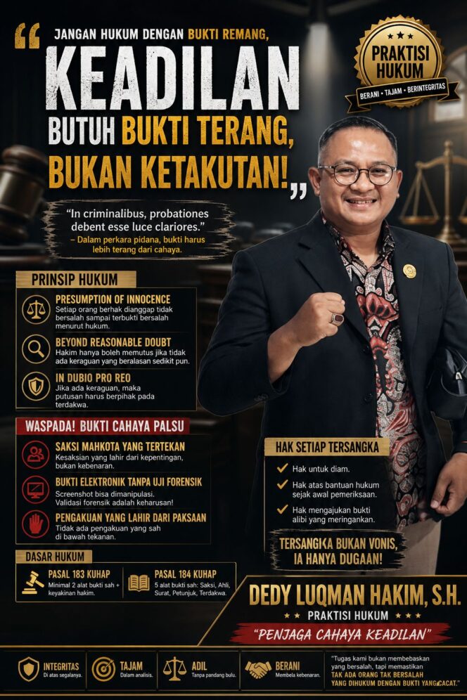 
“Jangan Hukum dengan Bukti Remang: Ketika Keadilan Dipaksa Lahir dari Kegelapan”