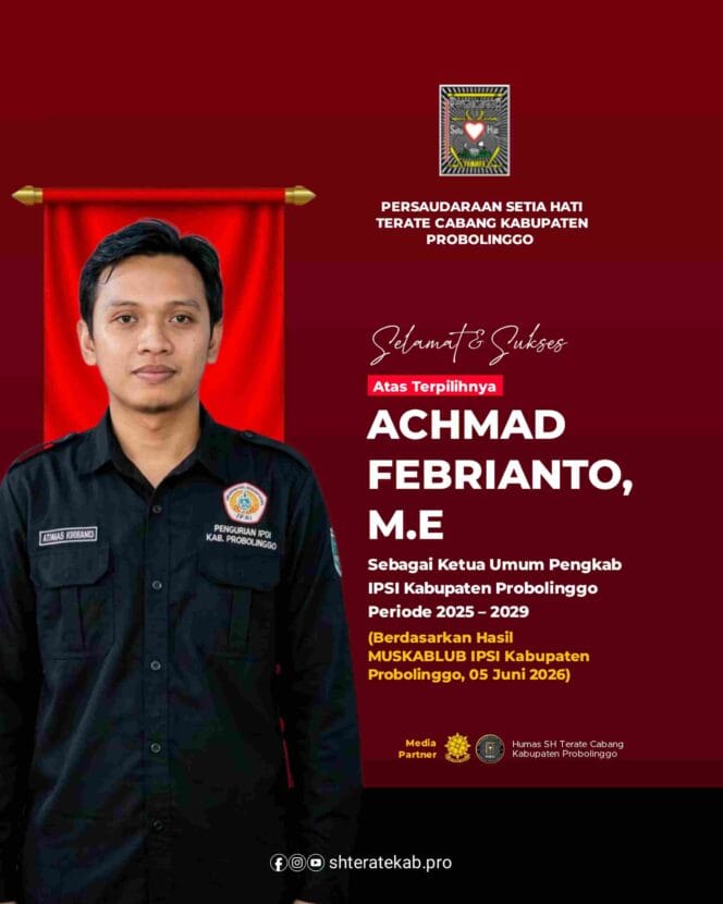
PSHT Kabupaten Probolinggo Ucapkan Selamat kepada Achmad Febrianto, Harapkan IPSI Makin Solid dan Berprestasi