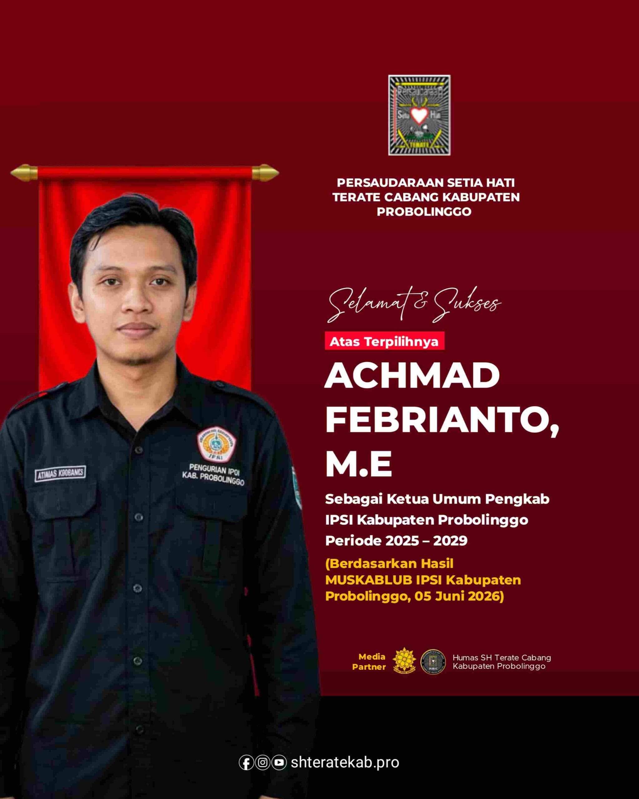PSHT Kabupaten Probolinggo Ucapkan Selamat kepada Achmad Febrianto, Harapkan IPSI Makin Solid dan Berprestasi PSHT Kabupaten Probolinggo Ucapkan Selamat kepada Achmad Febrianto, Harapkan IPSI Makin Solid dan Berprestasi