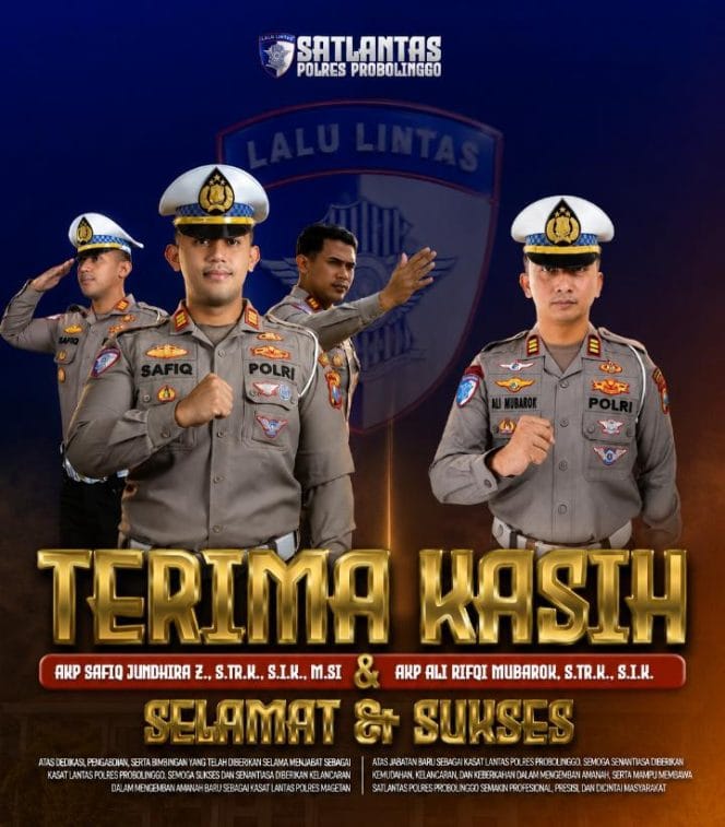 
Tongkat Komando Satlantas Polres Probolinggo Berganti, AKP Ali Rifqi Mubarok Resmi Jabat Kasat Lantas
