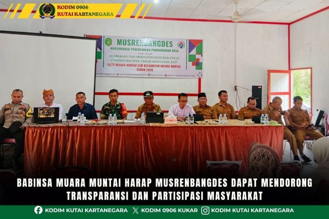 
Babinsa Muara Muntai Harap Musrenbangdes dapat Mendorong Transparansi dan Partisipasi Masyarakat