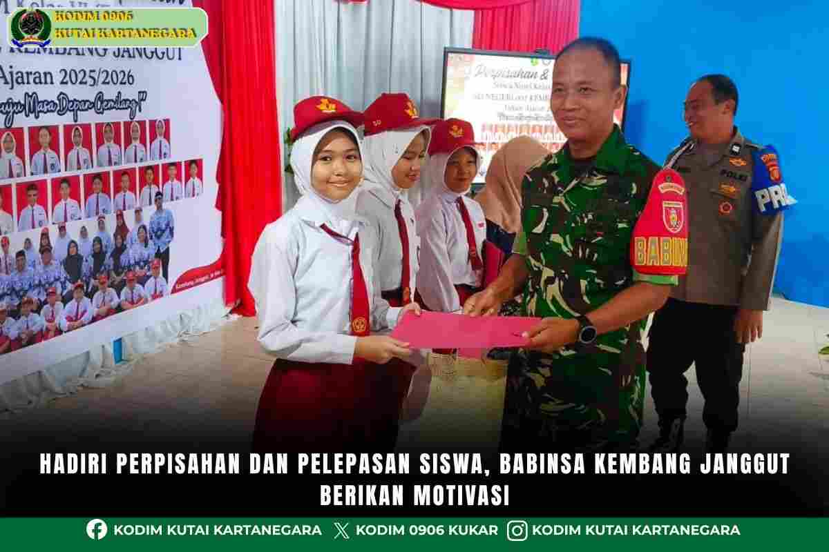 Hadiri Perpisahan dan Pelepasan Siswa, Babinsa Kembang Janggut Berikan Motivasi