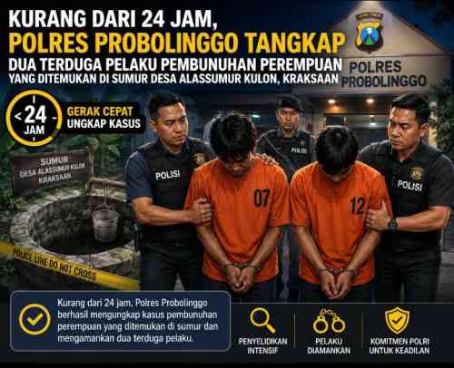 Kurang dari 24 Jam, Polres Probolinggo Tangkap Dua Terduga Pelaku Pembunuhan Perempuan yang Ditemukan di Sumur
