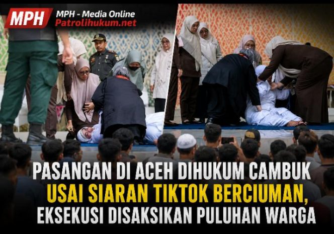 
Pasangan di Aceh Dihukum Cambuk Usai Siaran TikTok Berciuman, Eksekusi Disaksikan Puluhan Warga