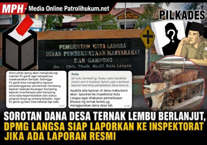 
Sorotan Dana Desa Ternak Lembu Berlanjut, DPMG Langsa Siap Laporkan ke Inspektorat Jika Ada Laporan Resmi