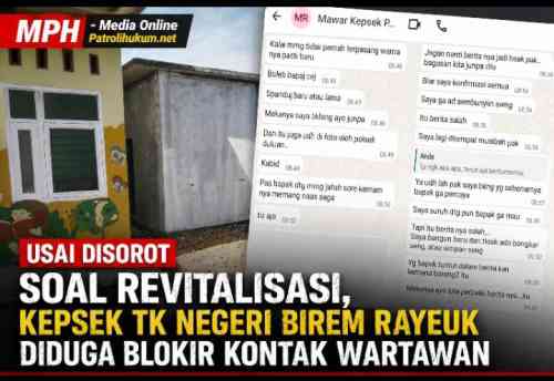 Usai Disorot Soal Revitalisasi, Kepsek TK Negeri Birem Rayeuk Diduga Blokir Kontak Wartawan Usai Disorot Soal Revitalisasi, Kepsek TK Negeri Birem Rayeuk Diduga Blokir Kontak Wartawan