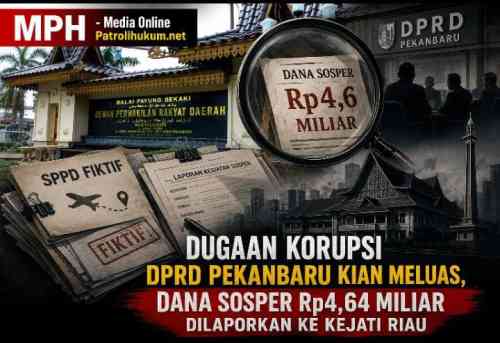 Dugaan Korupsi DPRD Pekanbaru Kian Meluas, Dana Sosper Rp4,64 Miliar Dilaporkan ke Kejati Riau