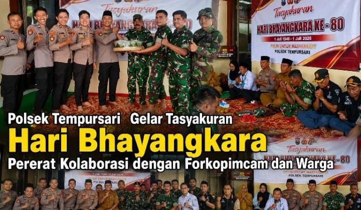 Polsek Tempursari Gelar Tasyakuran Hari Bhayangkara, Pererat Kolaborasi dengan Forkopimcam dan Warga