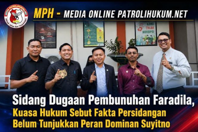
Sidang Dugaan Pembunuhan Faradila, Kuasa Hukum Sebut Fakta Persidangan Belum Tunjukkan Peran Dominan Suyitno