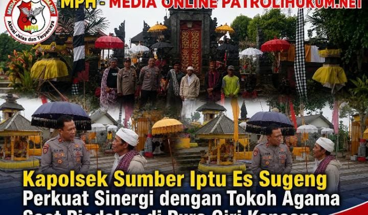 Kapolsek Sumber Iptu Es Sugeng Perkuat Sinergi dengan Tokoh Agama Saat Piodalan di Pura Giri Kencana