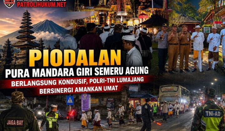 Piodalan Pura Mandara Giri Semeru Agung Berlangsung Kondusif, Polri-TNI Lumajang Bersinergi Amankan Umat