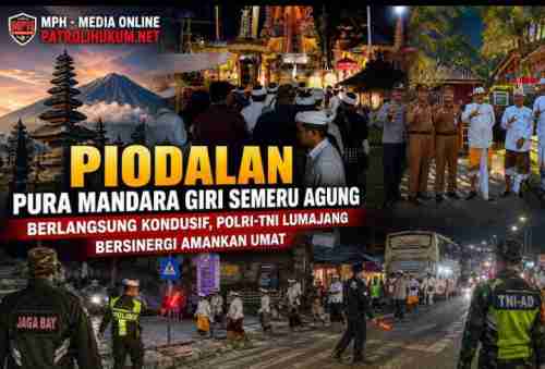 Piodalan Pura Mandara Giri Semeru Agung Berlangsung Kondusif, Polri-TNI Lumajang Bersinergi Amankan Umat Piodalan Pura Mandara Giri Semeru Agung Berlangsung Kondusif, Polri-TNI Lumajang Bersinergi Amankan Umat