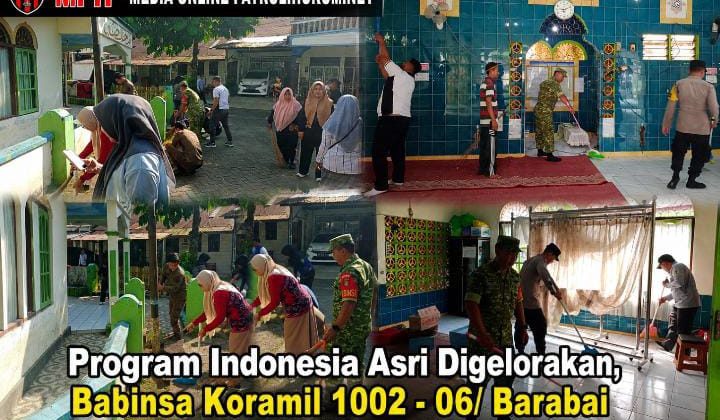 Program Indonesia Asri Digelorakan, Babinsa Koramil 1002 – 06/Barabai Pimpin Aksi Jumat Bersih