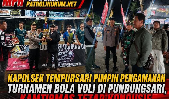 Kapolsek Tempursari Pimpin Pengamanan Turnamen Bola Voli di Pundungsari, Kamtibmas Tetap Kondusif