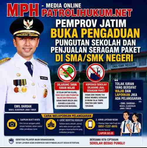 Pemprov Jatim Buka Pengaduan Pungutan Sekolah dan Penjualan Seragam Paket di SMA/SMK Negeri Pemprov Jatim Buka Pengaduan Pungutan Sekolah dan Penjualan Seragam Paket di SMA/SMK Negeri